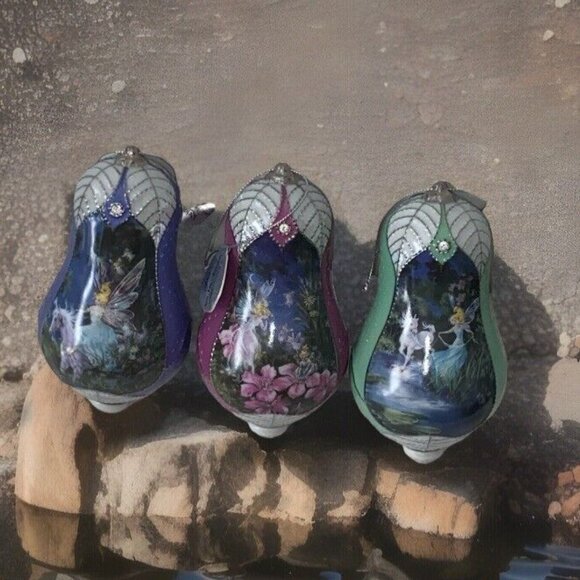 3 Porcelain Mimi Jobes Fairyland Heirloom Christmas Ornament Set Handcrafted Col - Picture 15 of 16